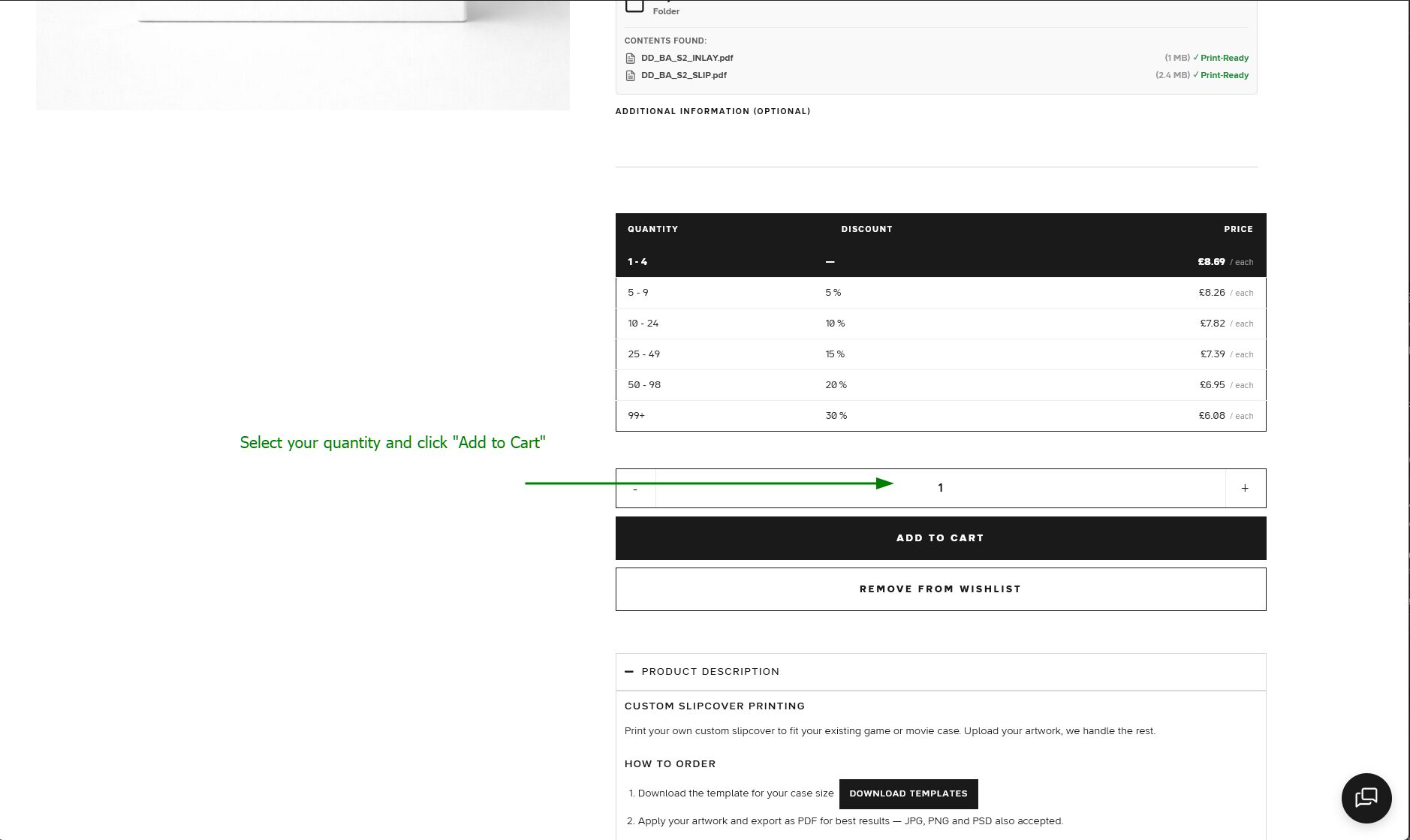 Step 9 - Select your quantity and click Add to Cart