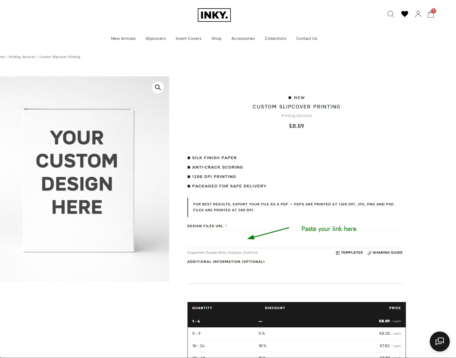 Step 11 - Paste the link into the Design Files URL field