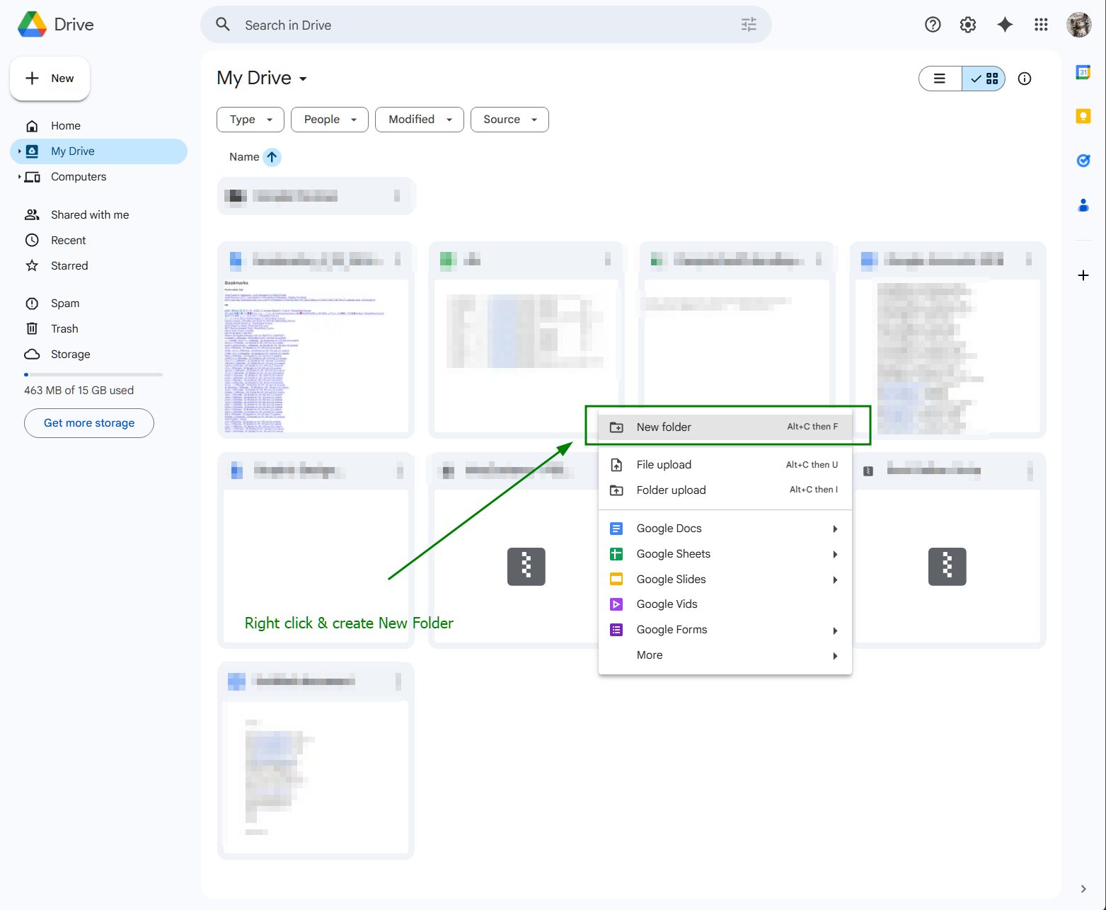 Step 2 - Right click and create a New Folder