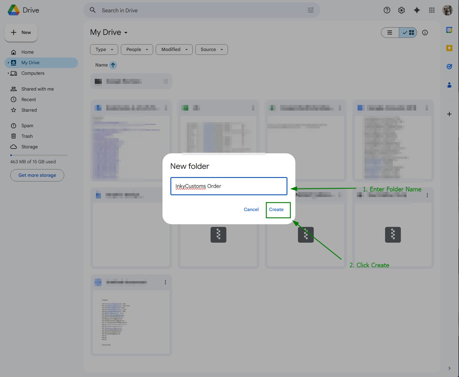Step 3 - Name your folder and click Create