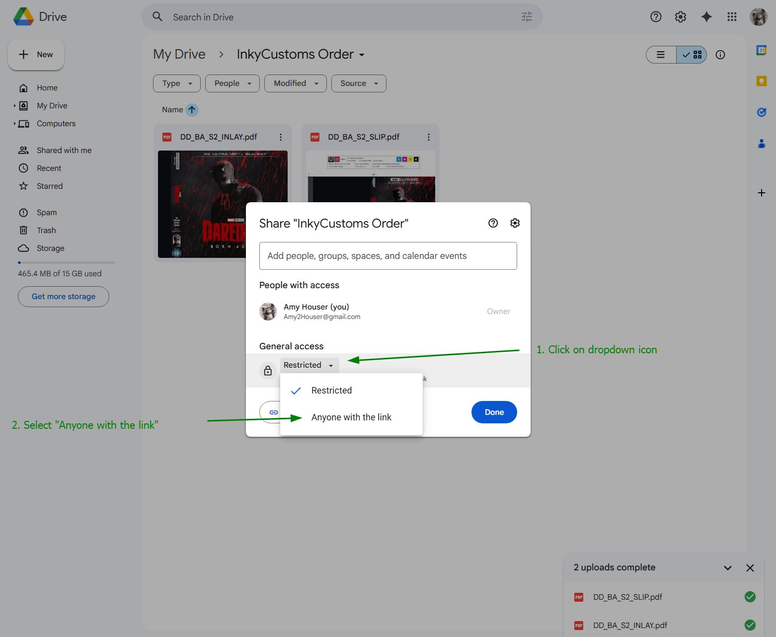 Step 9 - Change General Access from Restricted to Anyone with the link
