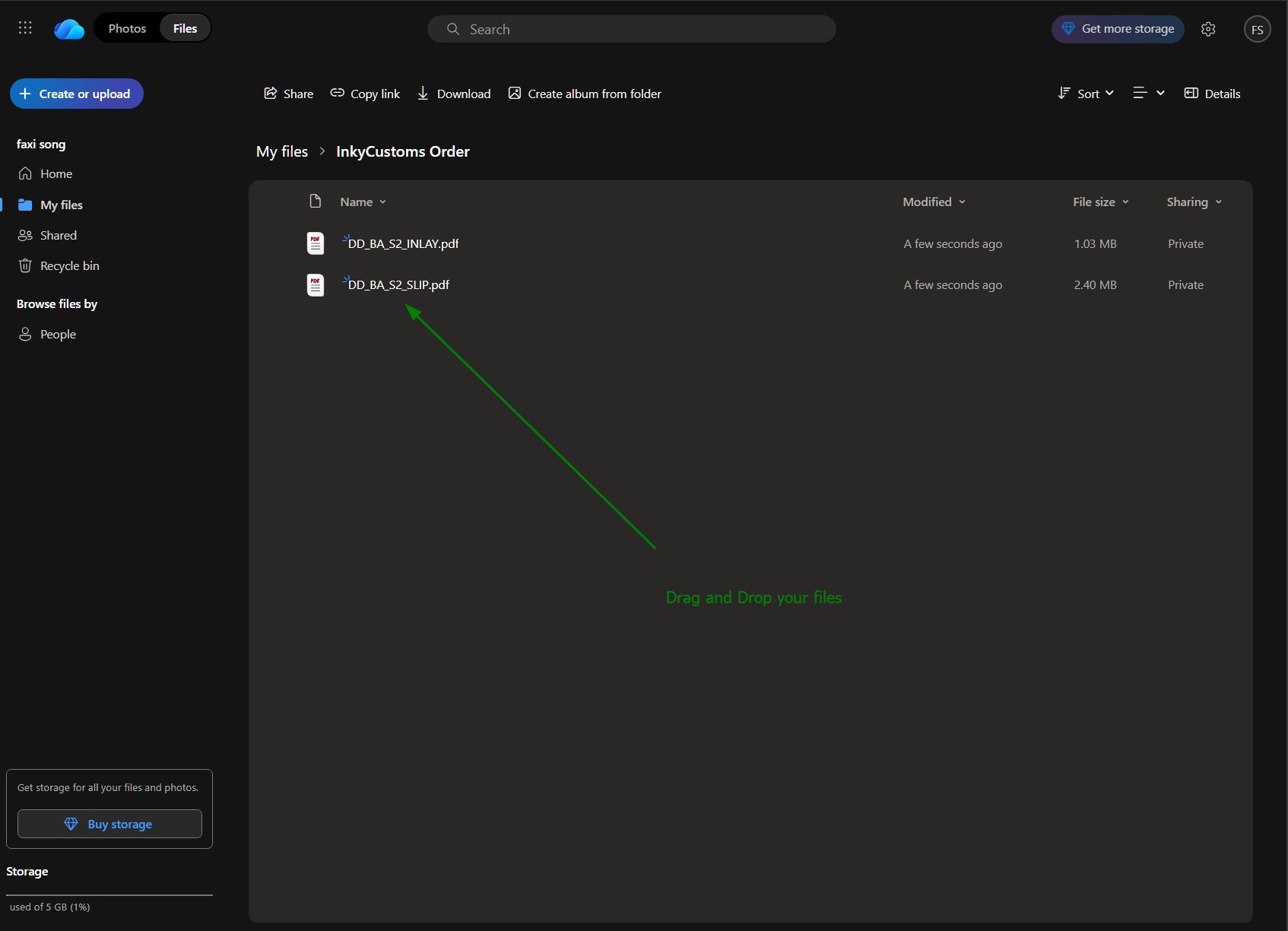 Step 5 - Drag and drop your design files into the folder